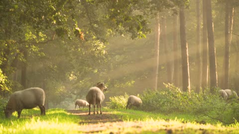 Sheep in the first sun