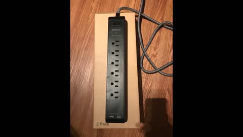Review: 2 Pack Surge Protector Power Strip with 6 Outlets 2 USB Ports 5-Foot Long Heavy-Duty Br...
