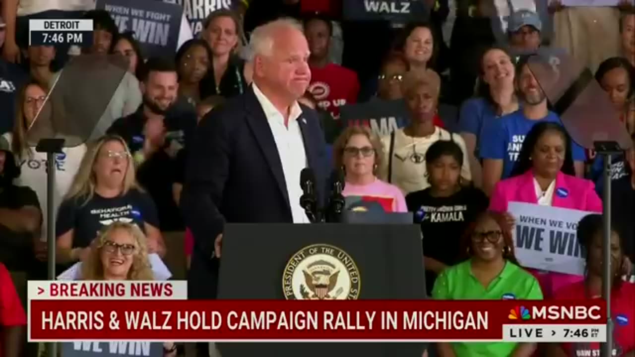 Tim Walz Roasts Trump and Celebrates Detroit at Harris Rally