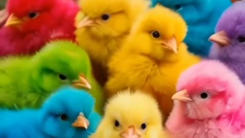 Coloured baby chicks.