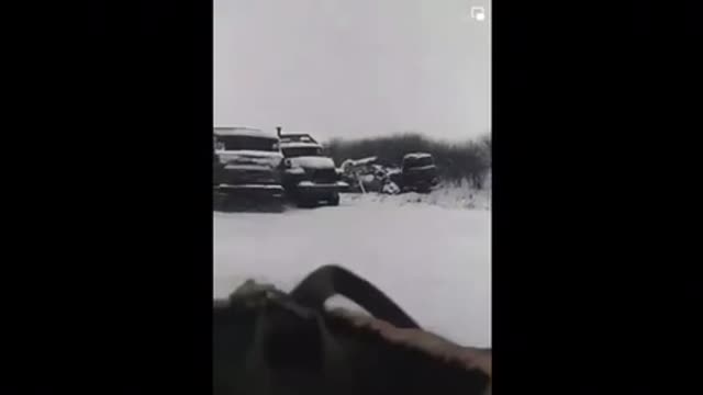 A smashed Russian convoy near Kharkiv,Ukraine