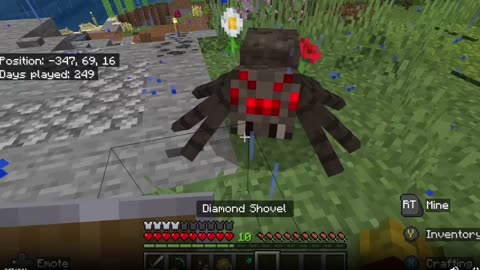 Trying to befriend a spider in Minecraft