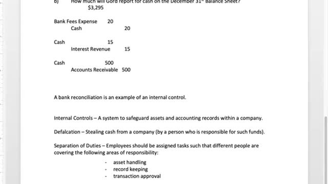 Bus 20 Lecture 8 - Cash & Internal Controls