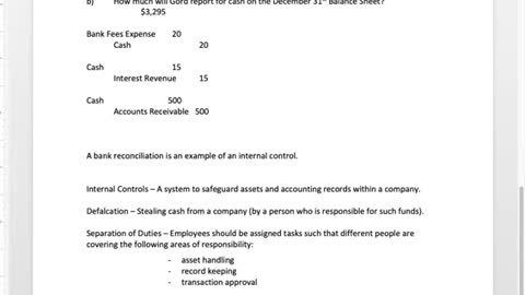 Bus 20 Lecture 8 - Cash & Internal Controls