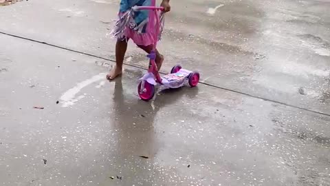 Scooter in the rain