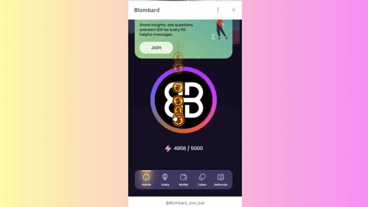 new mining mini app bot telegram blombard