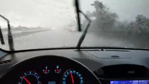 Car ride during a storm