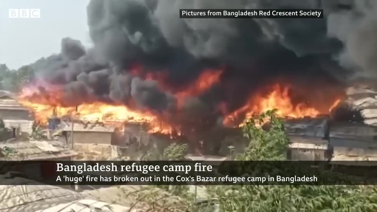 Thousands in Bangladesh without shelter after fire at Rohingya camp – BBC News