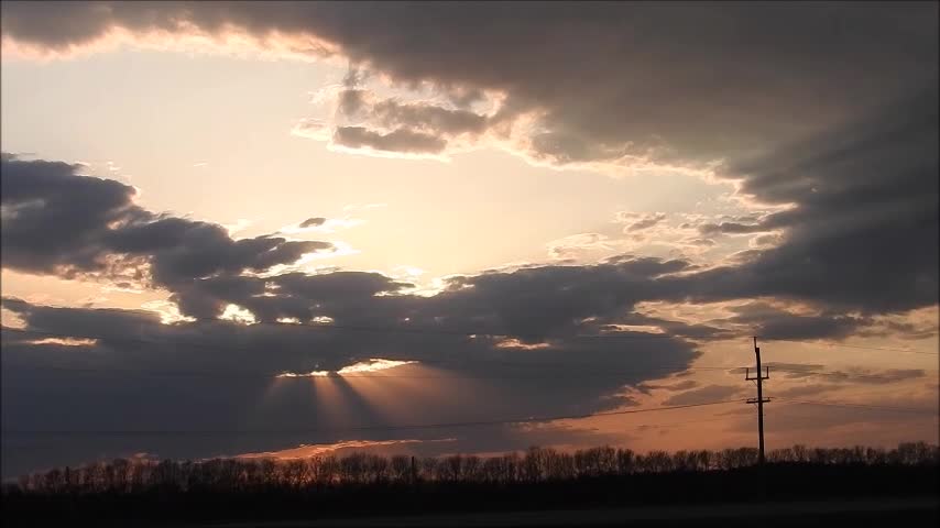 Beautiful Crepuscular Rays From A Manitoba Sunset