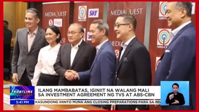 llang mambabatas, iginiit na walang mali sainvestment agreement ngTV5, ABS-CBN