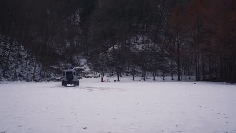 Take portable firewood heater, and go camping alone in snow