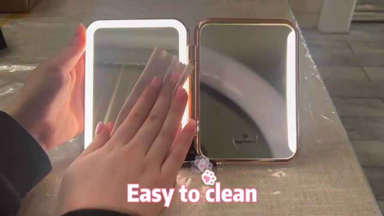 Folding Lighted Makeup Mirror with 72 LEDs 3 Colors Light