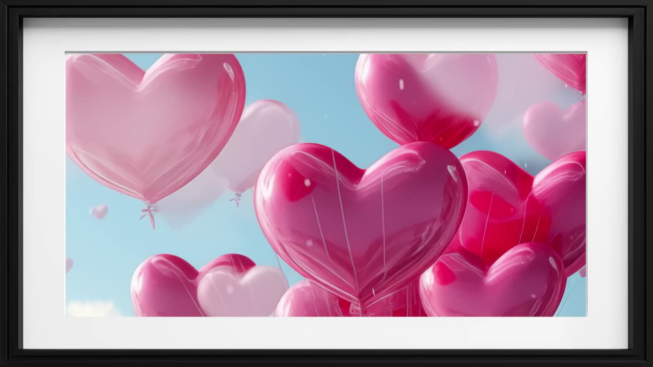 375. Framed TV Art - Valentine's Day Heart Balloons Valentine Screensaver