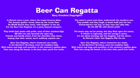 Darwin Beer Can Regatta Song