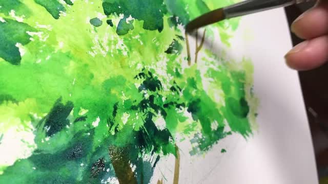 5min Easy Watercolor Tree Painting tutorial