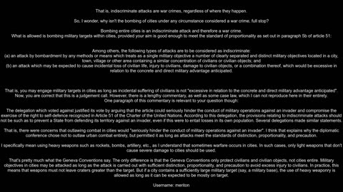 Why isn39t bombing cities under any circumstance a war crime Same applies to launching attacks from