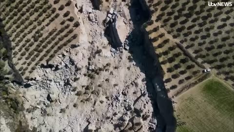 Turkey-Syria Earthquake Ripped Huge Chasm in what was once an Olive Field Near Antakya