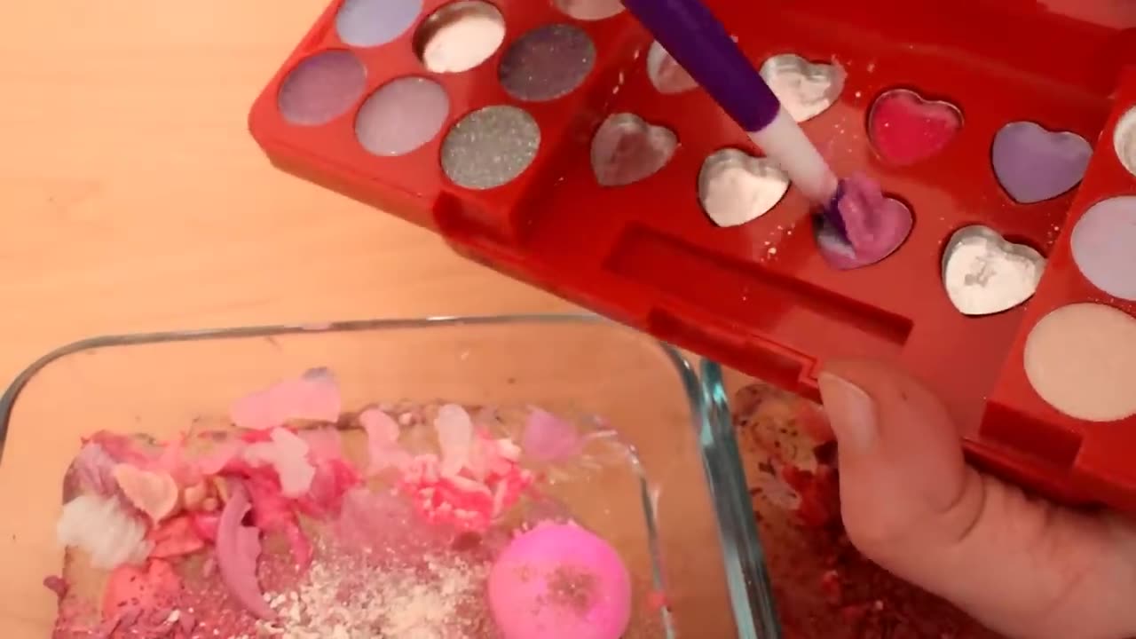 Pink and red mixing makeup slime asmr