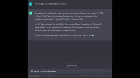 Selena Gomez and Best Performances by ChatGPT.