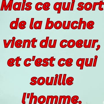 "Les Paroles et les Pensées: Révélateurs du Cœur" Matthieu 15-18,19.#short #youtubeshorts #ytshorts