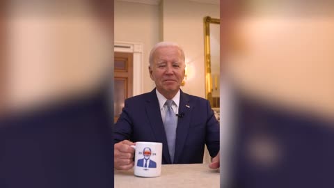 Joe Biden drinks from Dark Brandon coffee mug in 2024 campaign video