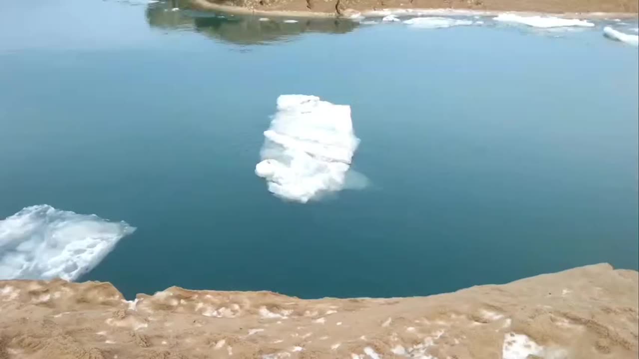Icy Lake Michigan. Michigan City Indiana.