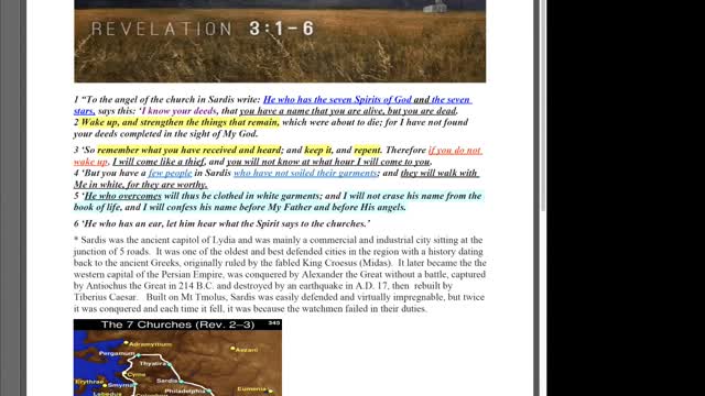 Revelation 3:1-6 Sardis - The Dead Church