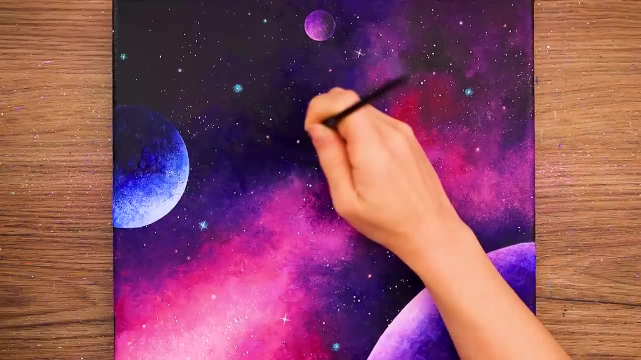 Pink Galaxy Painting Starts With a Dot ✨ #376