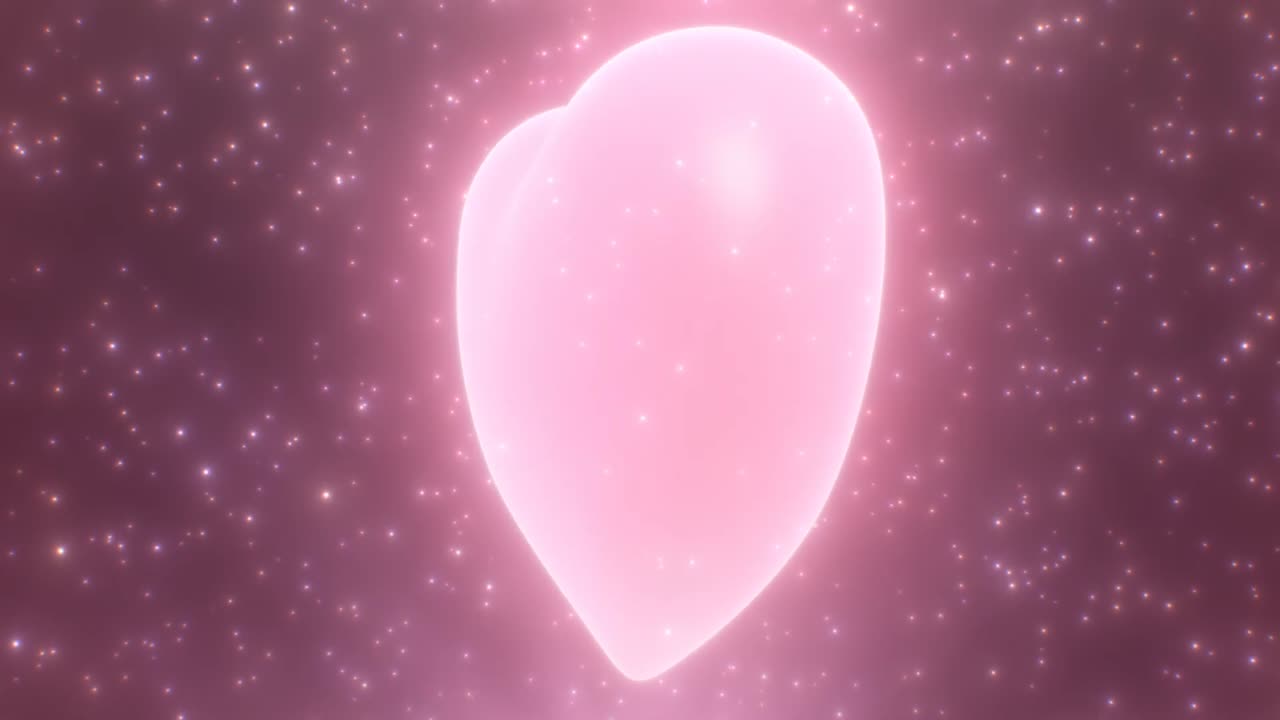 044. Pretty Pink Heart Beats Spinning 3D Shape in Shiny Sparkle Dust Rain