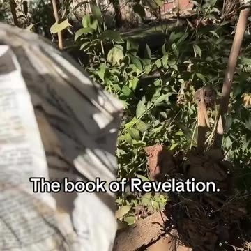 This Bible was found sticking on a post, open to Revelation 14 & 15.