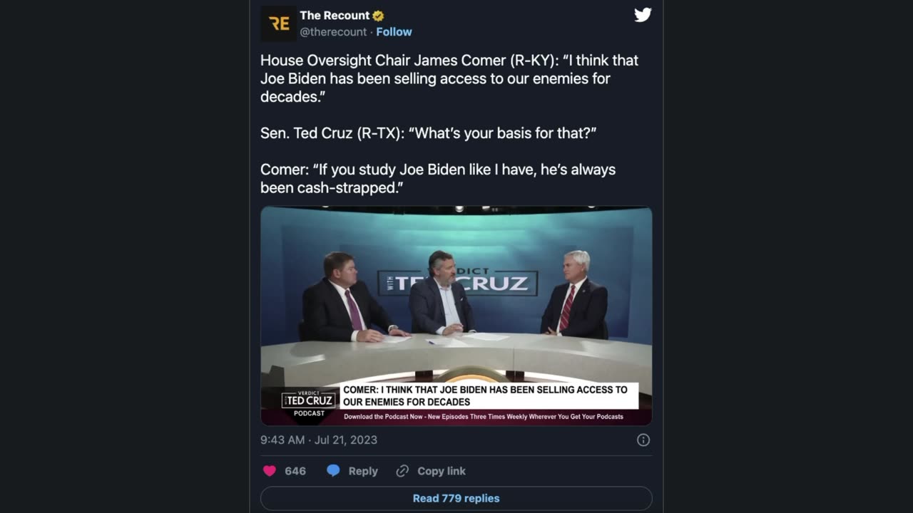 Joe Biden Has Been Selling Access to Our Enemies for Decades -James Comer (R-KY)