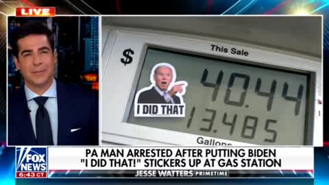 Man arrested for putting stickers Biden "I did that" stickers on gas pumps