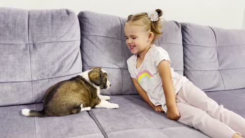 Adorable Baby Girl Meets New Puppy For First Time! (CUTEST EVER!!)