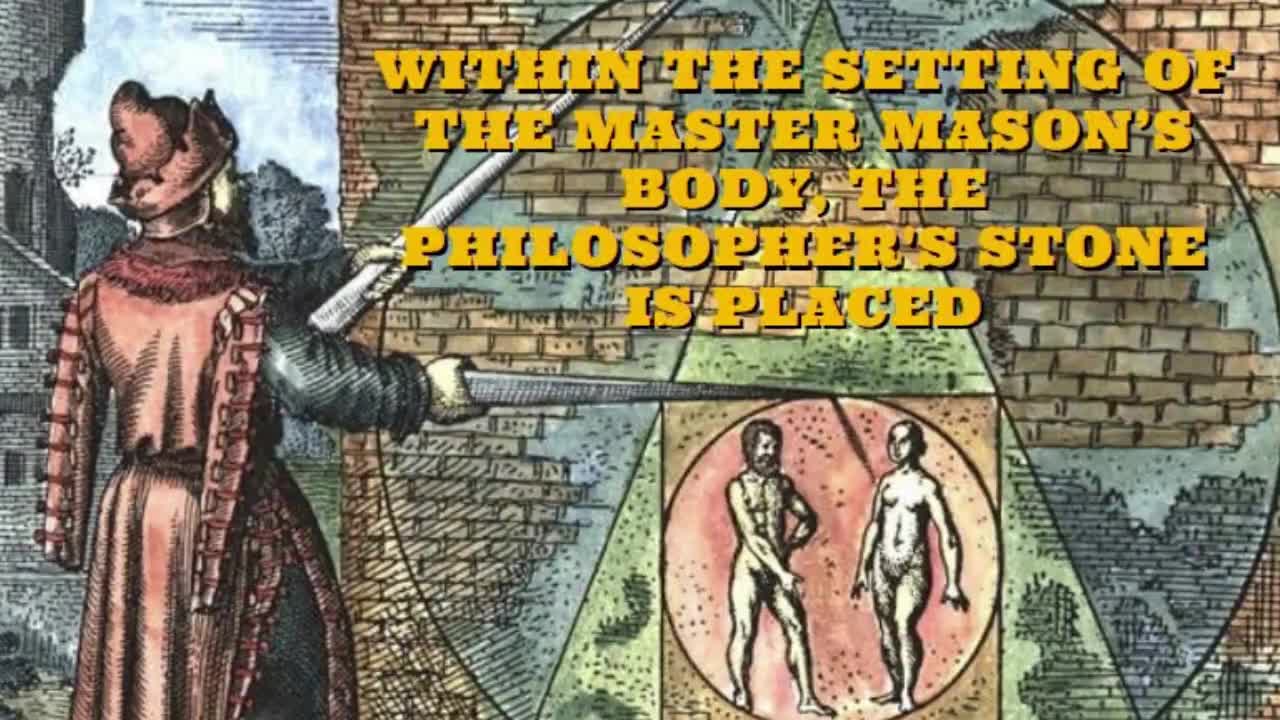 WITHIN THE SETTING OF THE MASTER MASON'S BODY, THE PHILOSOPHER'S STONE IS PLACED