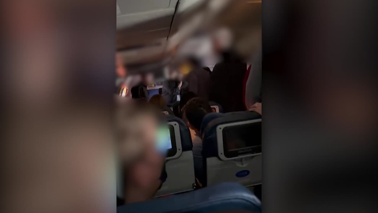 Man arrested after allegedly trying to open emergency door on plane and stabbing flight attendant