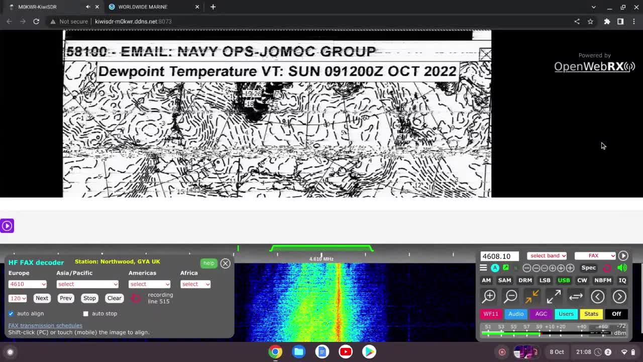 HF Fax Northwood GYA UK 08/10/2022 2000 UTC 4608.10kHz