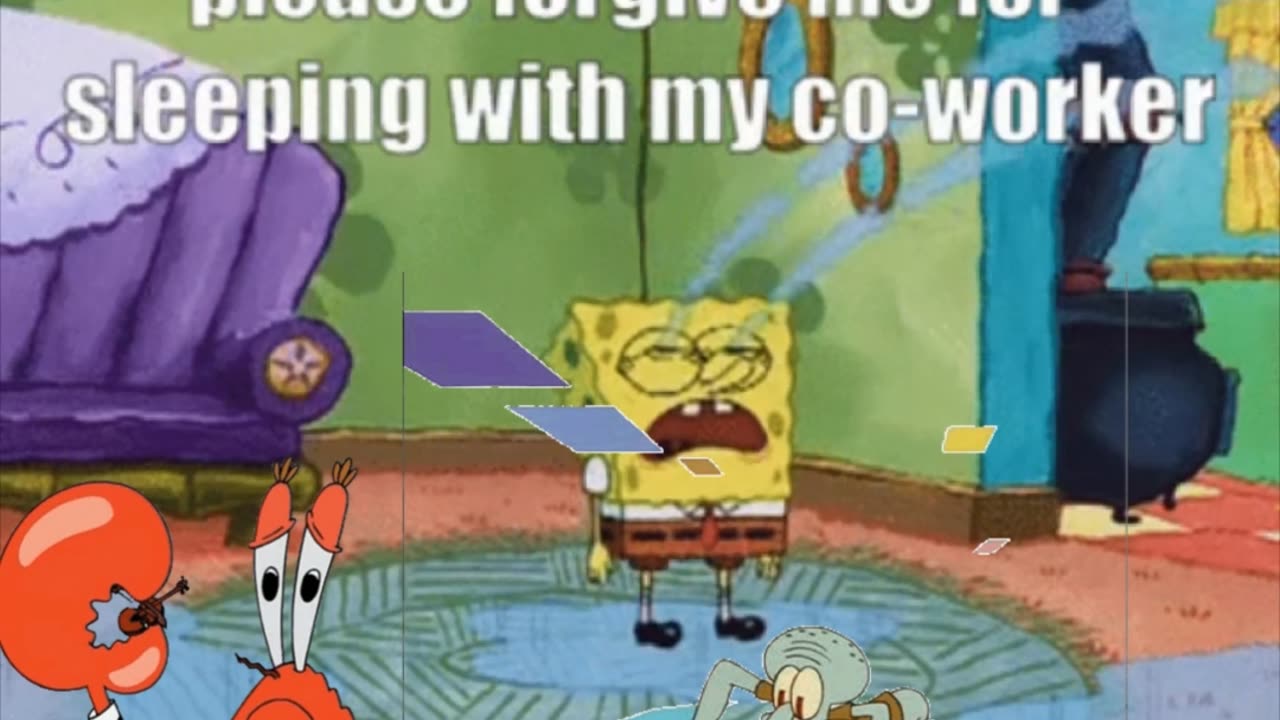 Squidward Is Playing With Tiles While SpongeBob Begs His Boss To Forgive Him ✝️