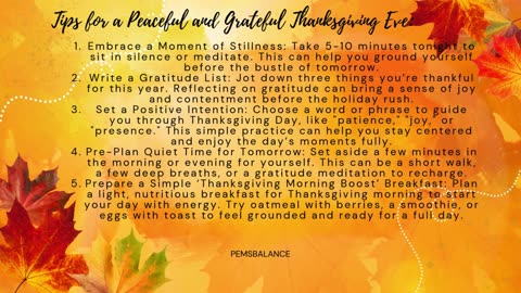 "Thanksgiving Eve: Finding Peace and Gratitude Before the Big Day"