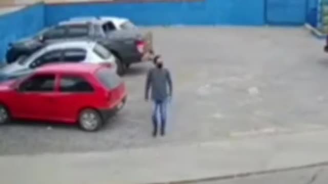 The man was walking looking in the road,🤣suddenly the 🐶dog hit him hard