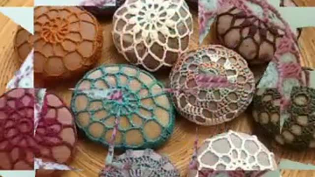 stone craft/stone art/beautiful crochet stone art ideas