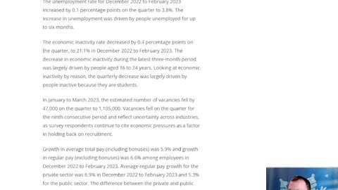 Labour market overview, UK: April 2023 from the Office for National Statistics.
