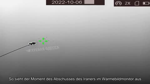 So sieht der Moment auf dem Monitor der Wärmebildkamera aus, als das iranische UAV „Shahid-136“ von