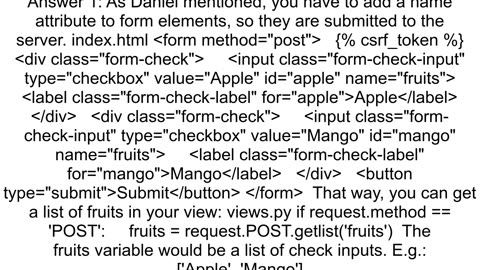 How to get checkbox values in django application