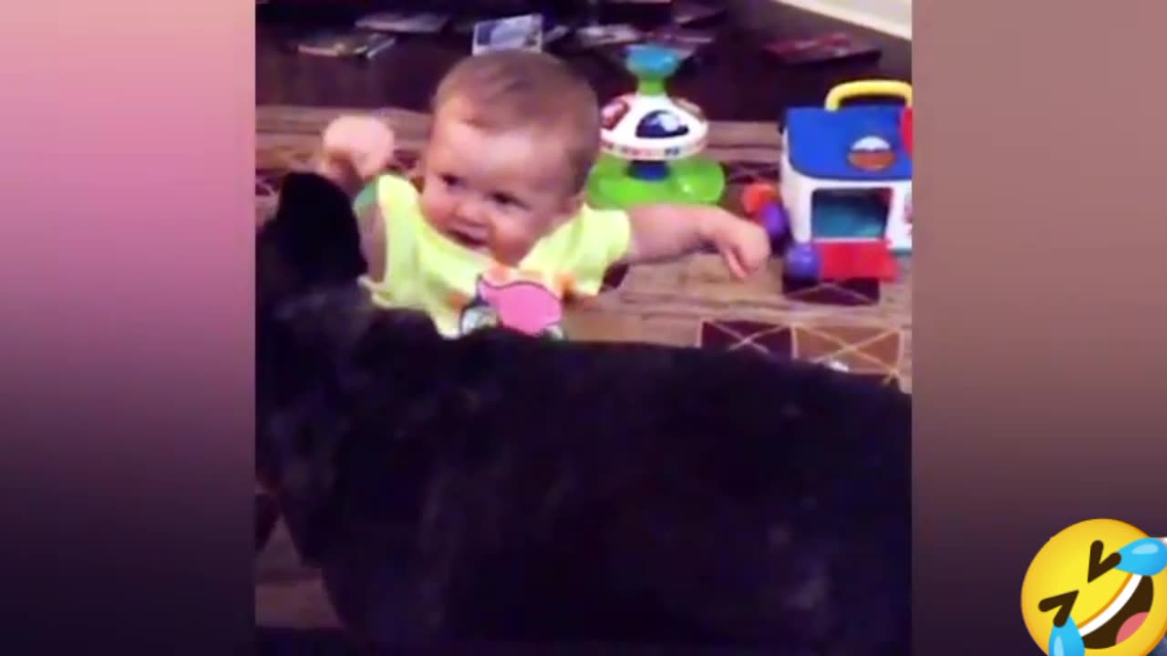 Funny cute babies &funny cute dogs loving and caring eachother