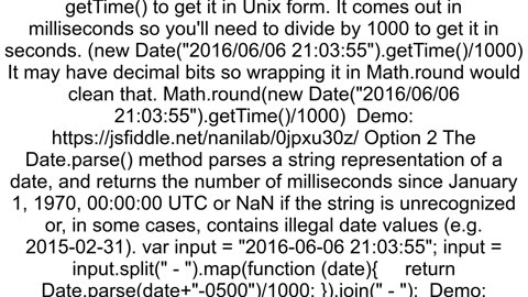 Convert string to Timestamp in Javascript using MomentJS