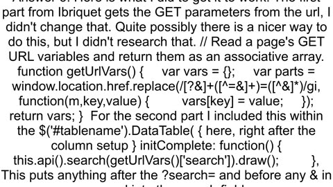 Datatables how to pass search parameter in a url