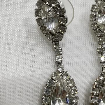 Silver Plated 2” Marquise Drop Earrings. Made with Swarovski Crystal. Party