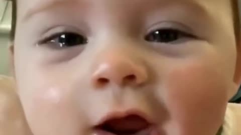 Funny baby with laughing