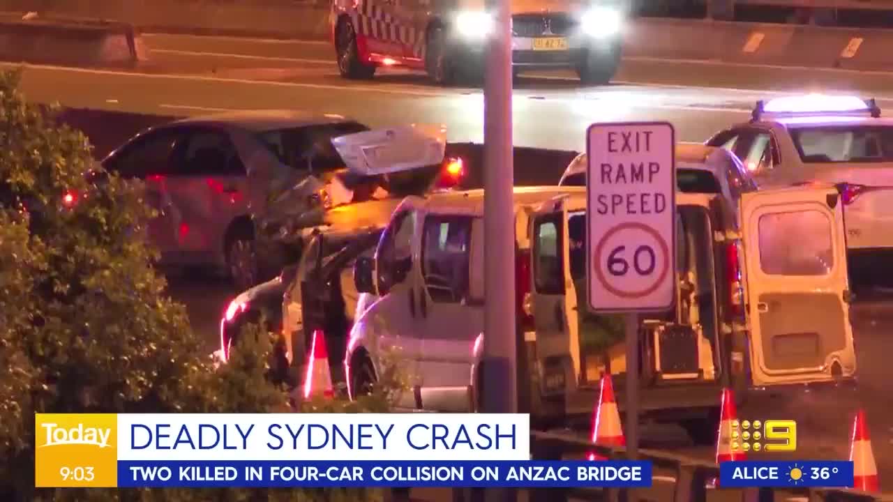 Two killed in four-car collision on Sydney's Anzac Bridge