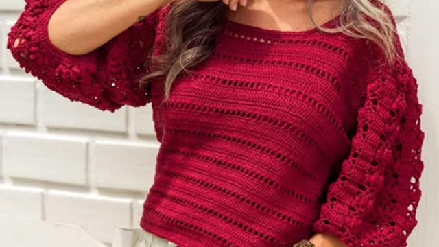 For me is the most beautiful Red crochet blouse, tutorial for you